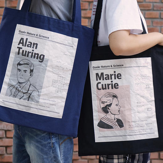 下架 科学家系列帆布袋 大容量原创复古报纸风环保单肩手提袋 商品图1