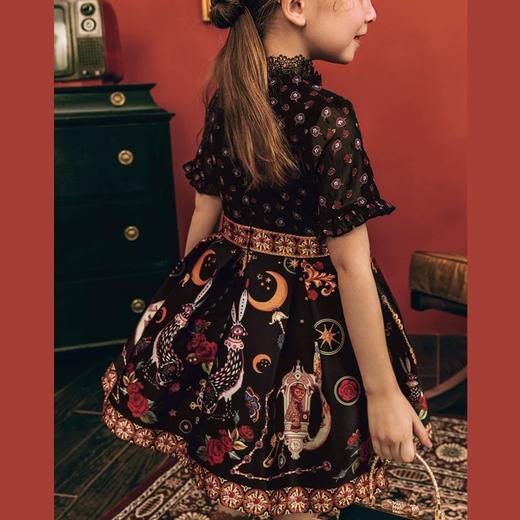 黑色印花复古宫廷连衣裙 商品图3