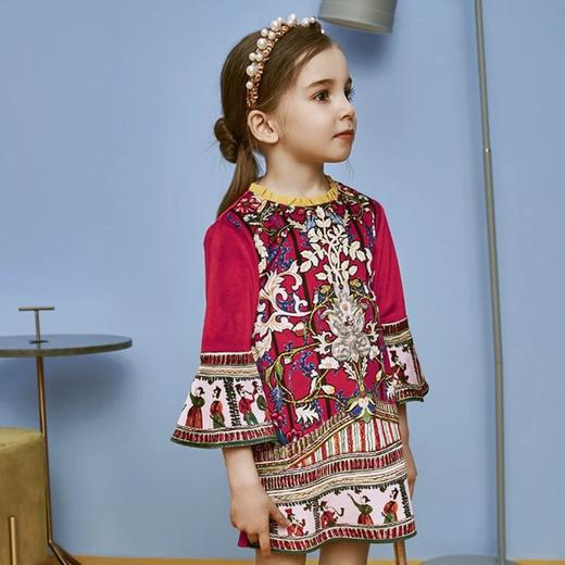 印花复古丝绒公主连衣裙 商品图3