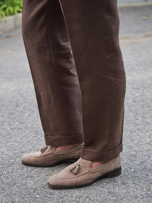 bairdmcnutt棕色爱尔兰亚麻意式工艺裤装