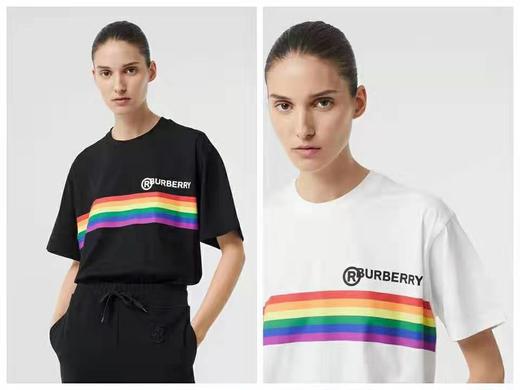 burberry彩虹条纹t恤男女同款