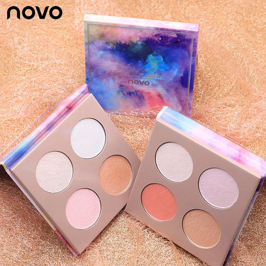 novo北极光四色高光修容盘闪粉腮红卧蚕眼影锁骨持久提亮抖音同款