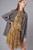 黄色复古格纹蝴蝶结修身连衣裙 商品缩略图1