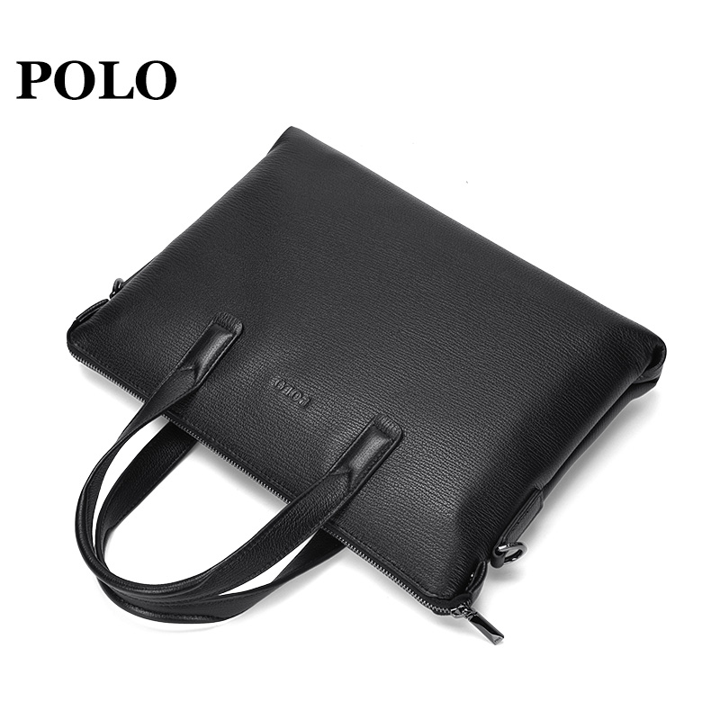 polo公文包男商务单肩斜挎包大容量横款男包包休闲手提包042583黑色