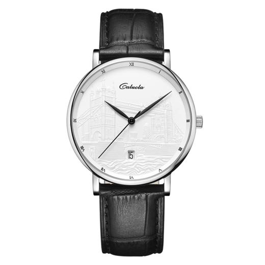 卡罗莱浮雕男士手表皮带时尚日历全自动机械表ca1220mm