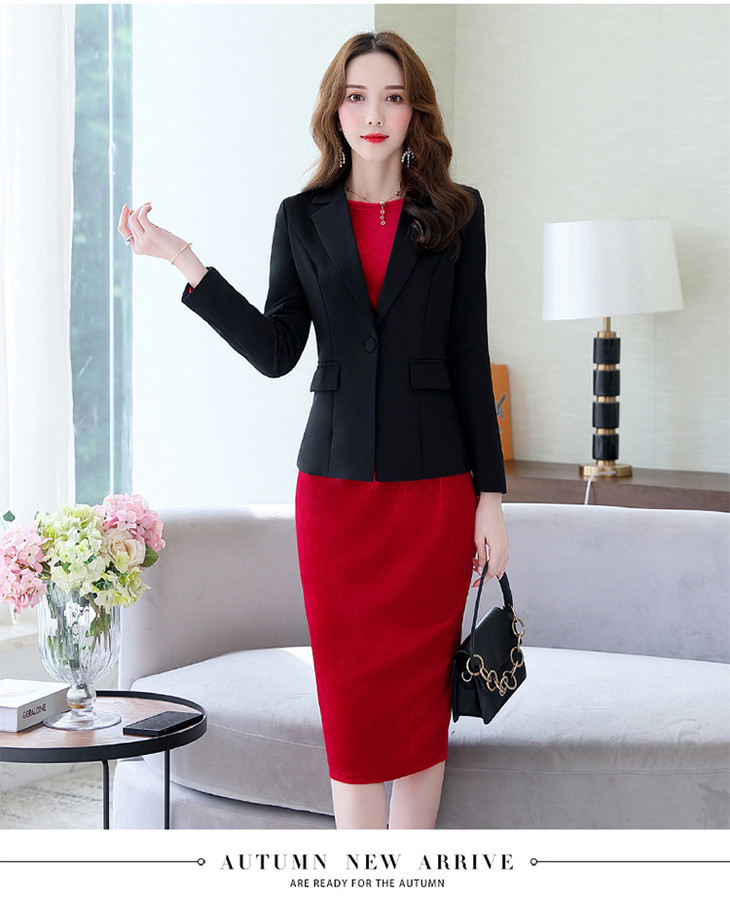 裙套装女韩版时尚气质修身通勤小西装一步裙两件套hr19389