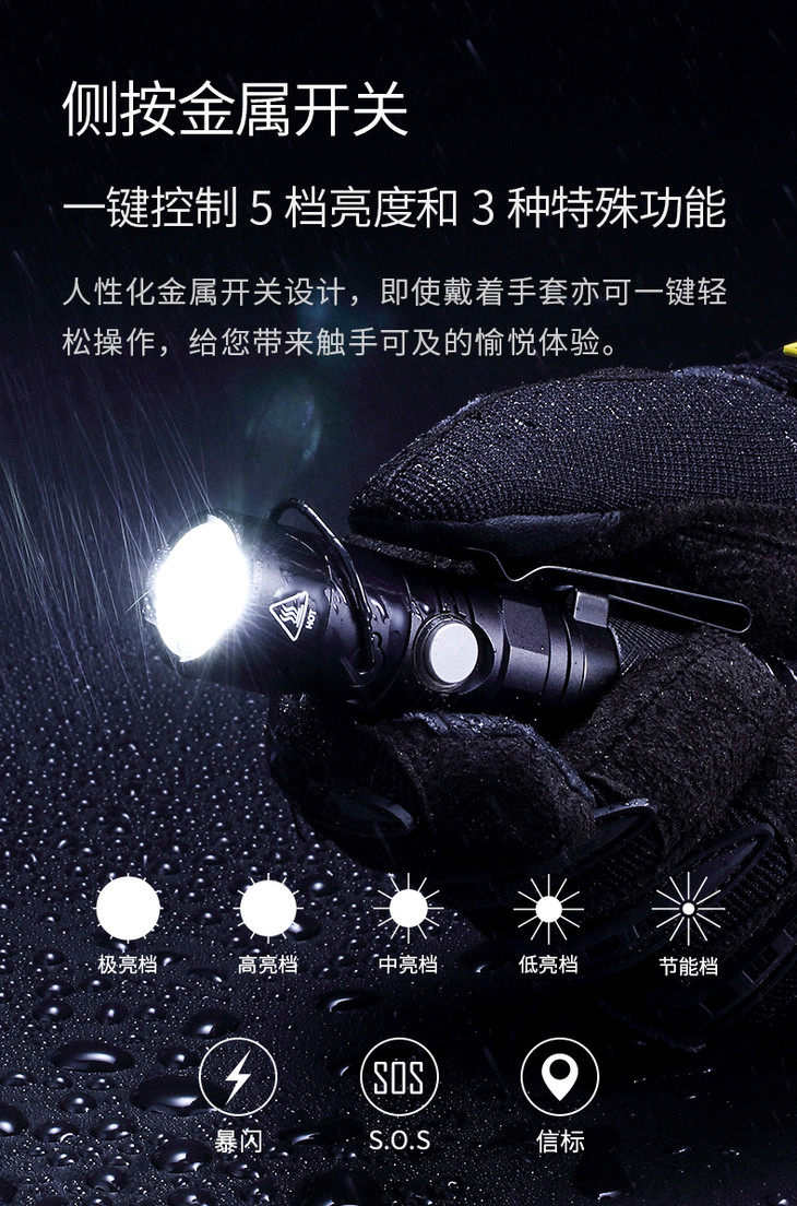 nitecore奈特科尔mt21c强光高亮小直工作灯多功能转角手电筒