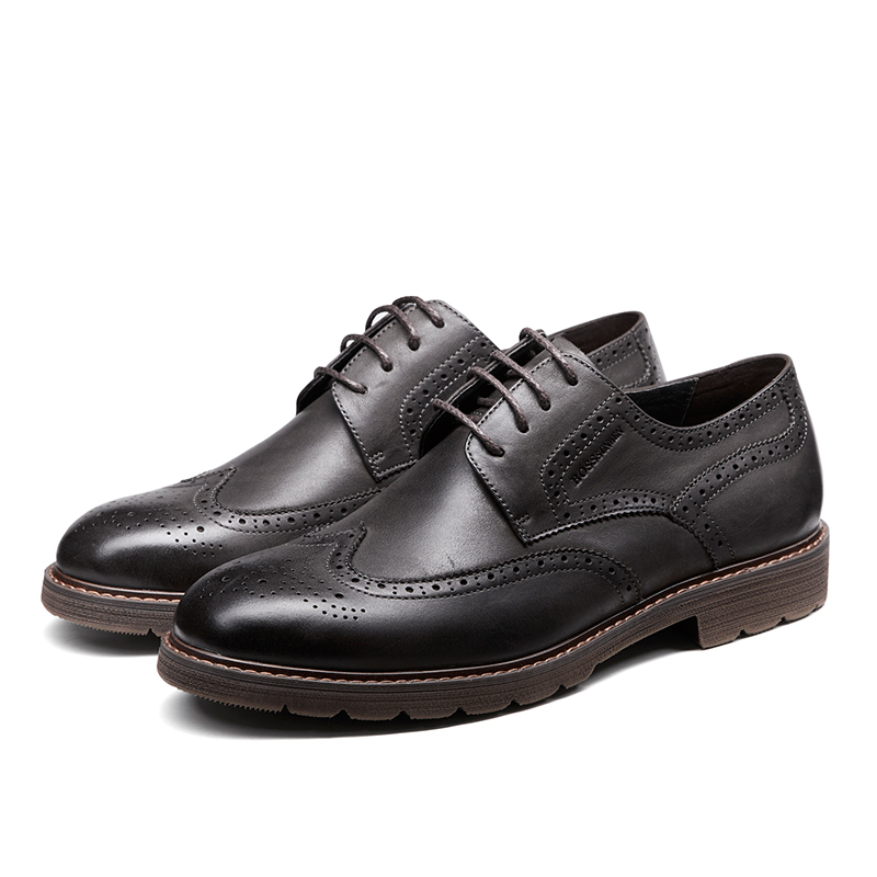博斯绅威男士休闲男鞋意大利英伦商务正装布洛克皮鞋婚鞋韩版b74dcr