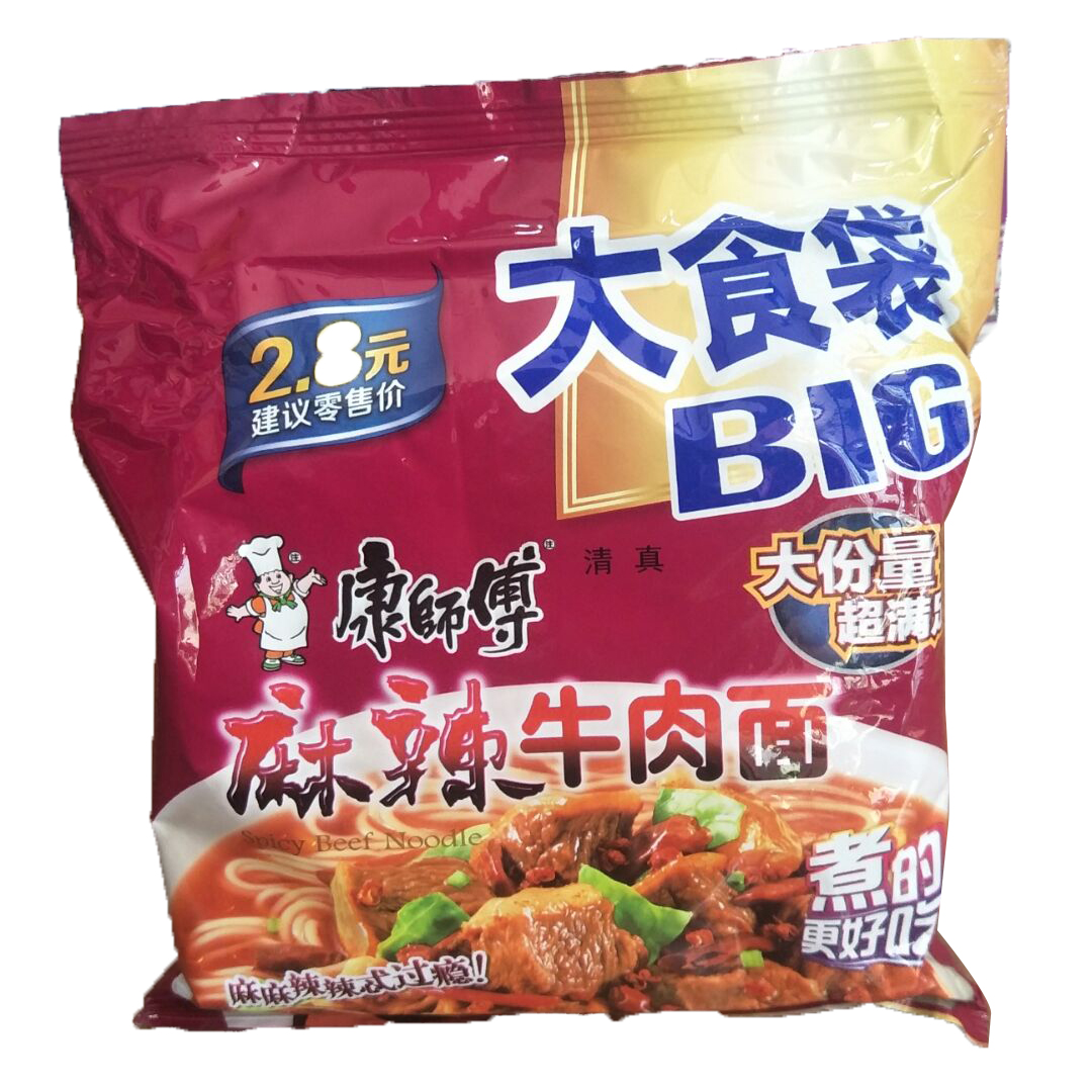 康师傅大食袋麻辣牛肉面3354