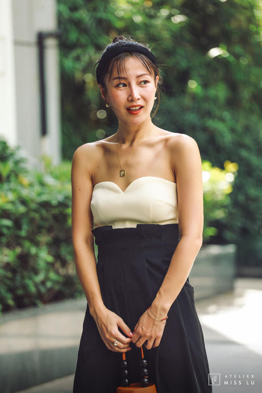 AtelierMissLu /  Lorna-拼色抹胸连体裤 商品图3