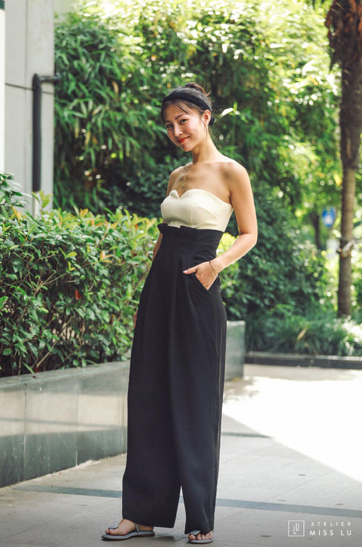 AtelierMissLu /  Lorna-拼色抹胸连体裤 商品图8