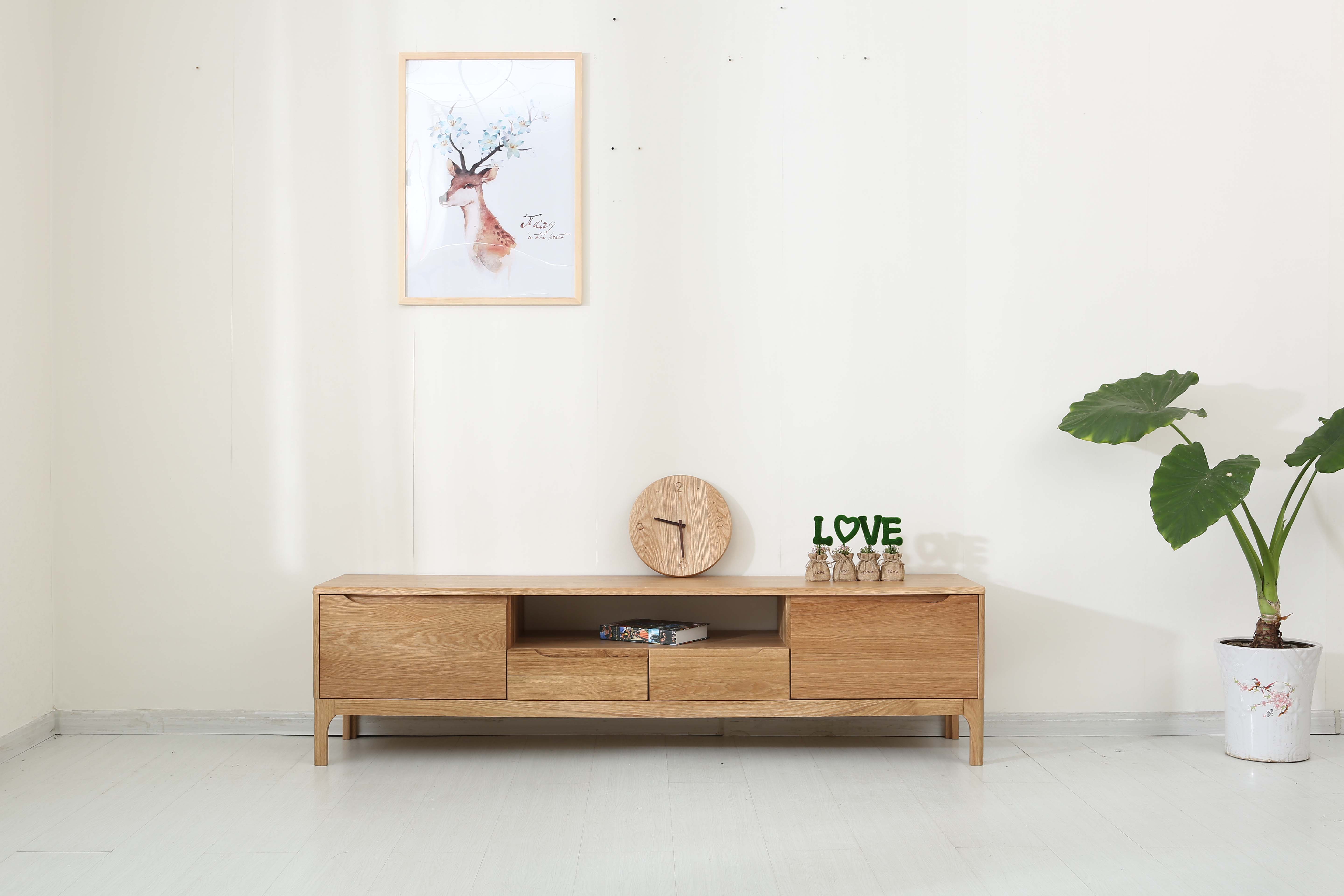 北美白橡木半岛茶机和半岛电视柜一套