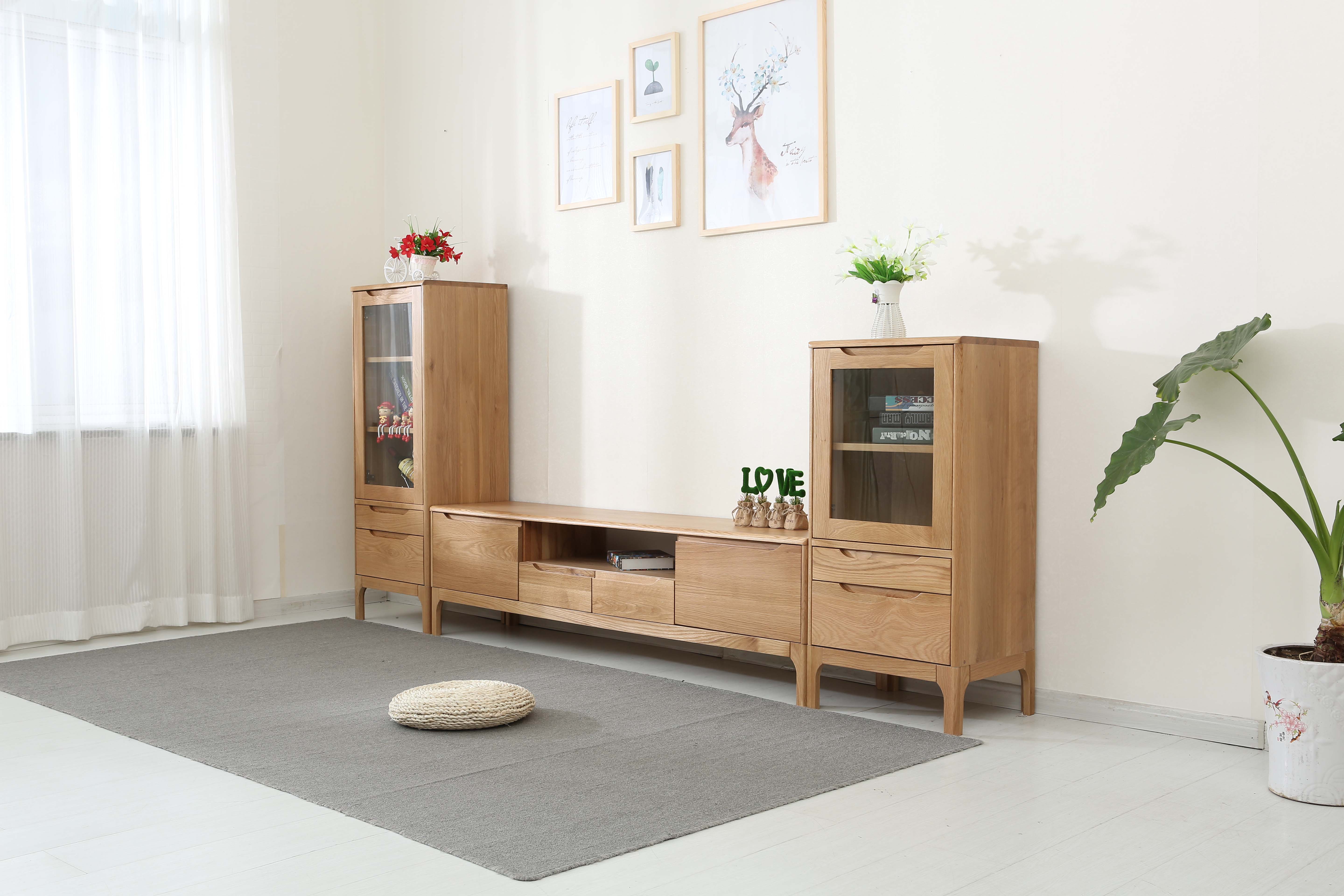 北美白橡木半岛茶机和半岛电视柜一套