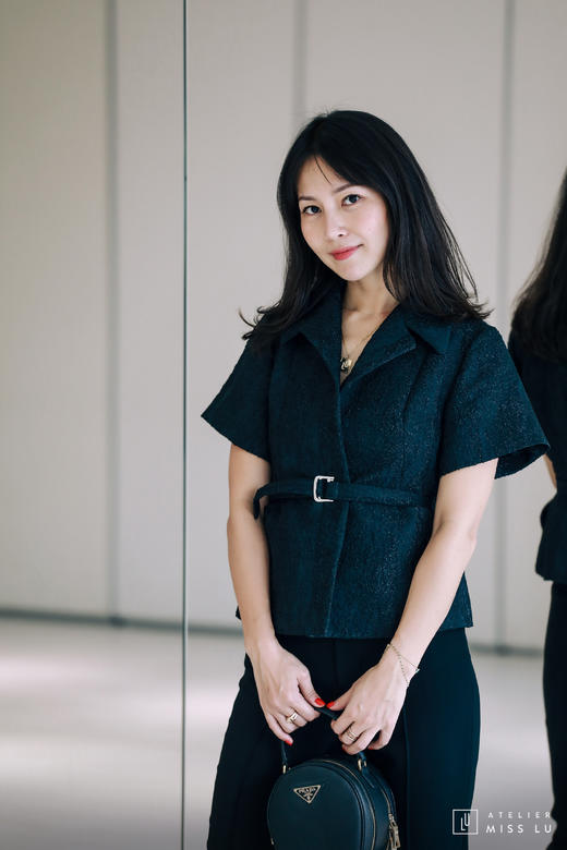 AtelierMissLu / Laia-黑色收腰短袖西装外套 商品图2