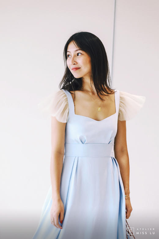 AtelierMissLu / Elisa-云朵蓝肩部拼纱连身裙 商品图6