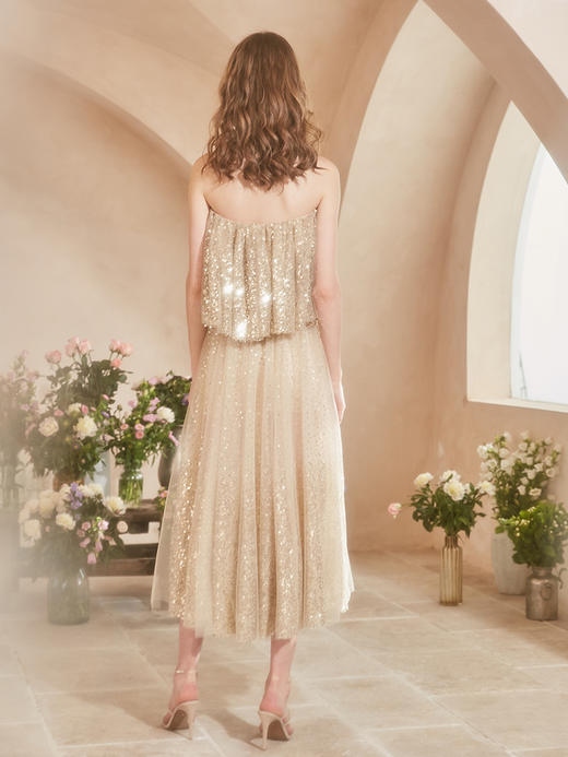 syncchic星奢wardrobes by chen 2019春夏新款晶珠渐变抹胸裙 r