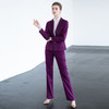 2020秋季新款紫色长袖西装长裤套装PX60010+PK50010 商品缩略图3