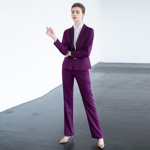 2020秋季新款紫色长袖西装长裤套装PX60010+PK50010 商品图3
