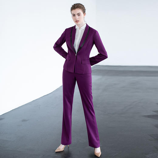2020秋季新款紫色长袖西装长裤套装PX60010+PK50010 商品图2