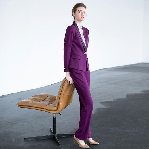 2020秋季新款紫色长袖西装长裤套装PX60010+PK50010 商品图8