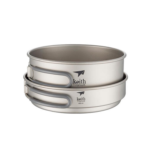 铠斯 纯钛 套锅 便携套锅 可当饭盒 两件套 600ml+950ml TI6016 商品图3
