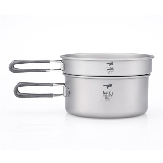 铠斯 纯钛 套锅 便携套锅 可当饭盒 两件套 600ml+950ml TI6016 商品图1