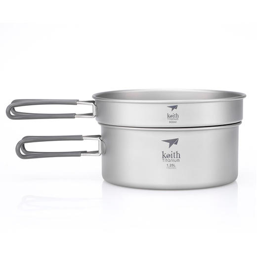 铠斯 纯钛 套锅 便携套锅 可当饭盒 两件套 800ml+1.25L TI6017 商品图2