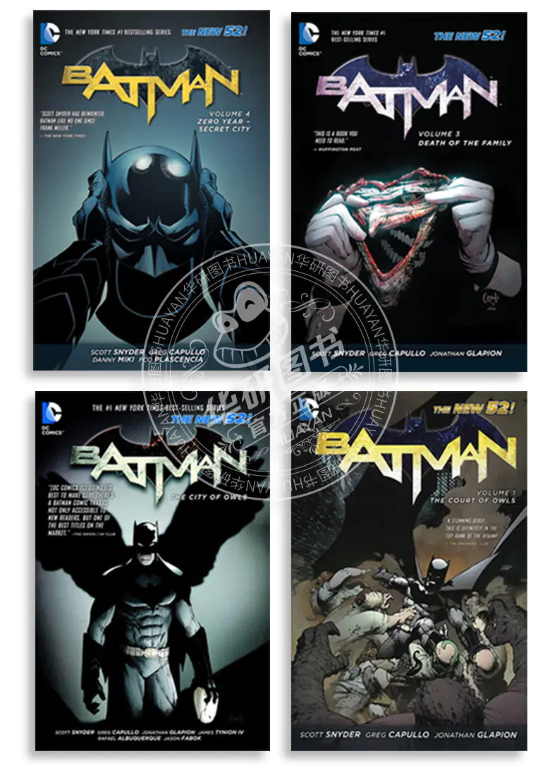 蝙蝠侠4本套装英文原版书batman 新52蝙蝠侠系列漫画猫头鹰法庭秘密之城美国dc漫画公司英文版进口原版英语书籍