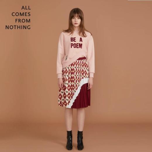 撞色印花压褶半裙 商品图0