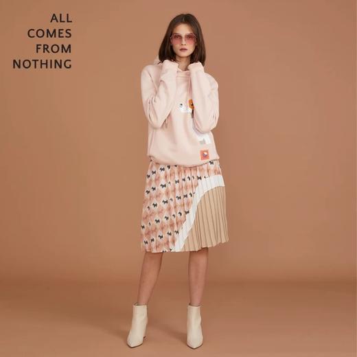 撞色印花压褶半裙 商品图0