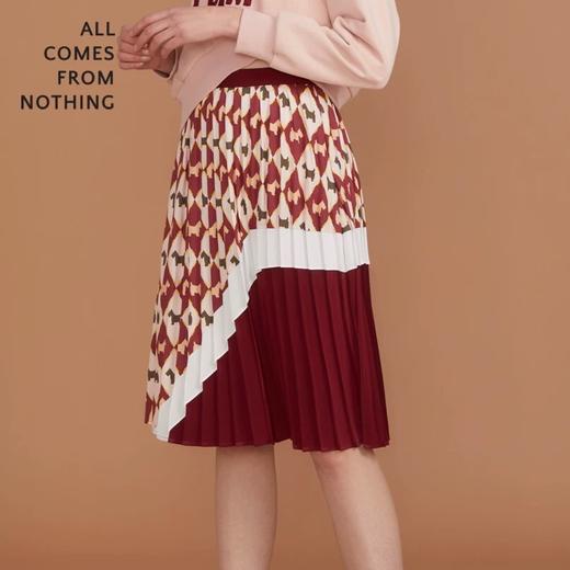 撞色印花压褶半裙 商品图2