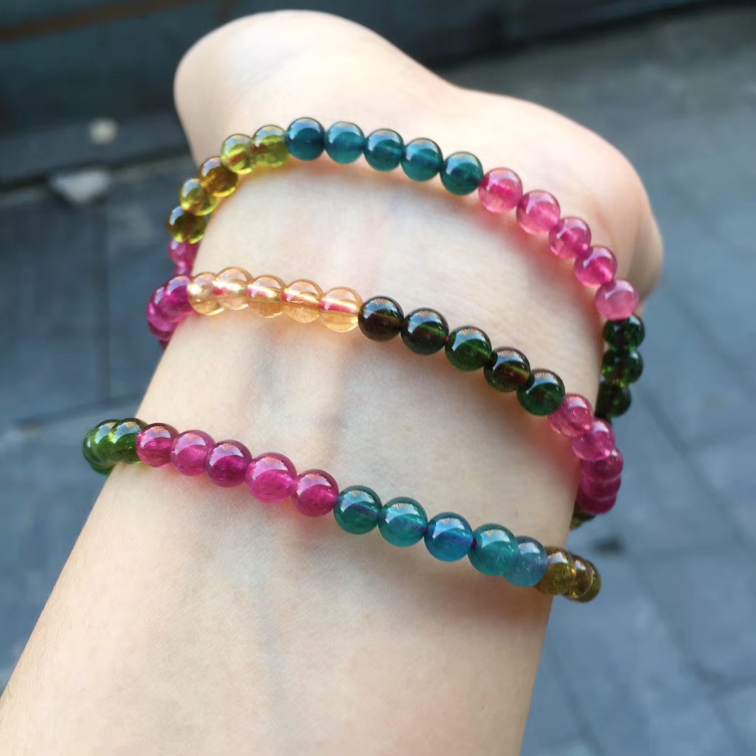 4g 约5.2m最高配置明媚艳彩玻璃体碧玺多圈手链[不议不退!