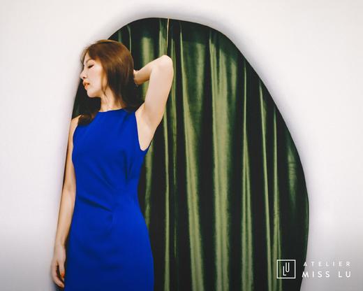AtelierMissLu / Gloria-皇家蓝立裁修身连身裙 商品图4