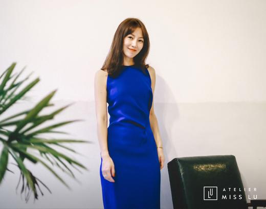 AtelierMissLu / Gloria-皇家蓝立裁修身连身裙 商品图1