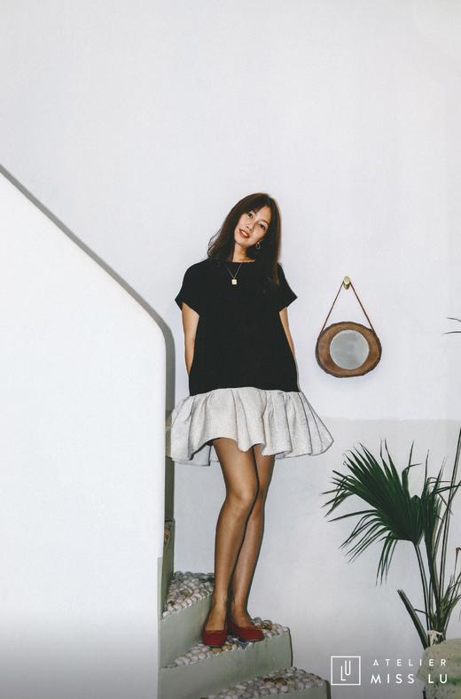 AtelierMissLu / Nicole-黑拼白蓬蓬下摆连身裙 商品图1