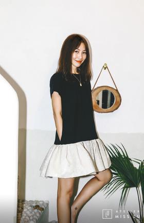 AtelierMissLu / Nicole-黑拼白蓬蓬下摆连身裙