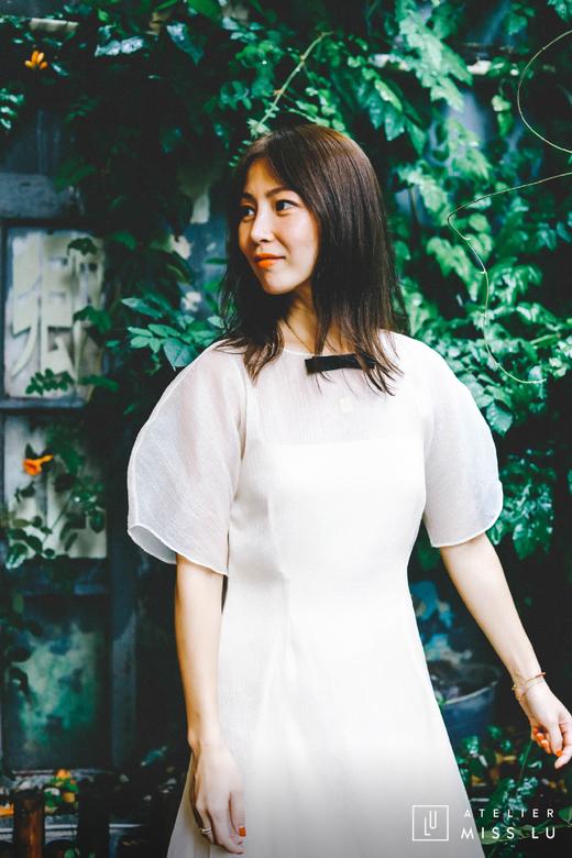 AtelierMissLu / Shirley-奶绵白薄纱吊带两件式连身裙 商品图6