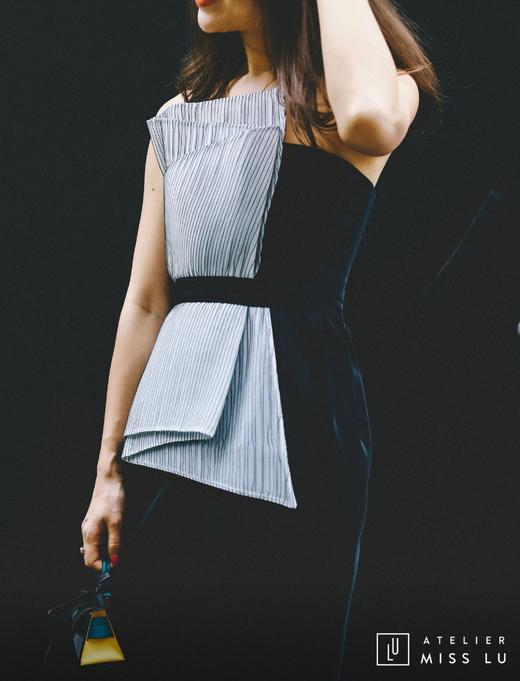 AtelierMissLu / Elena-黑色拼纱抹胸收腰小礼服 商品图5