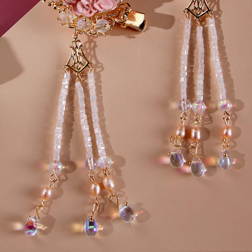 新品古风系列樱花气质流苏彩珠发夹124899222