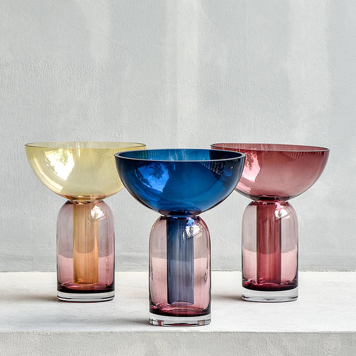 碧轩轻奢几何玻璃花瓶透明摆件餐桌插花瓶北欧客厅装饰品摆设创意拼色 商品图3