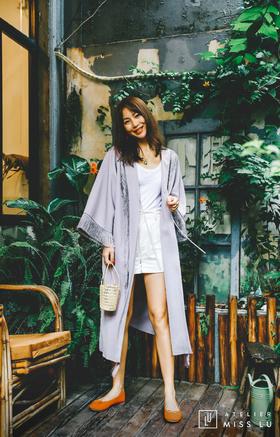 AtelierMissLu / Susy-香芋紫流苏装饰长外套
