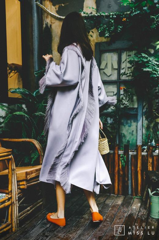 AtelierMissLu / Susy-香芋紫流苏装饰长外套 商品图1