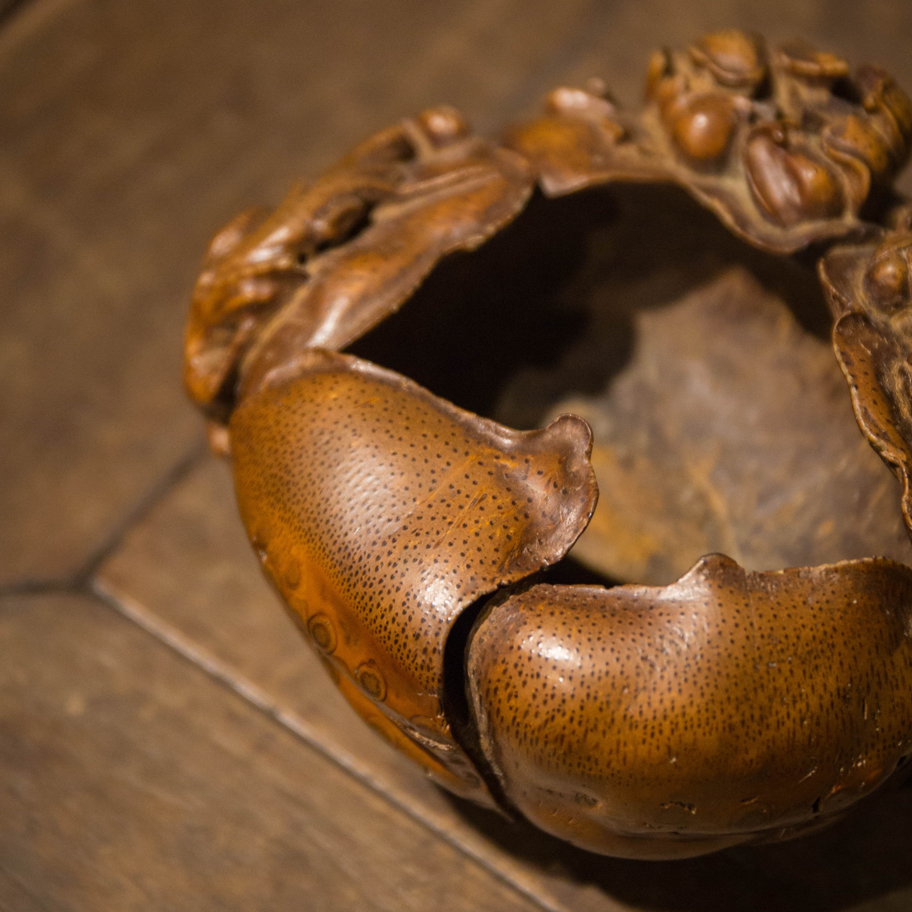 清 竹雕玉兰花水盂