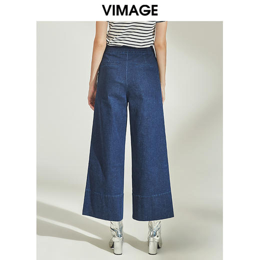 VIMAGE纬漫纪女装初秋季新品纯棉复古藏肉显瘦中高腰阔腿长裤V1005623 商品图3