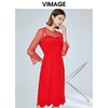 VIMAGE纬漫纪女装秋新品优雅网纱透视假两件复古礼服连衣裙V1277802 商品缩略图1