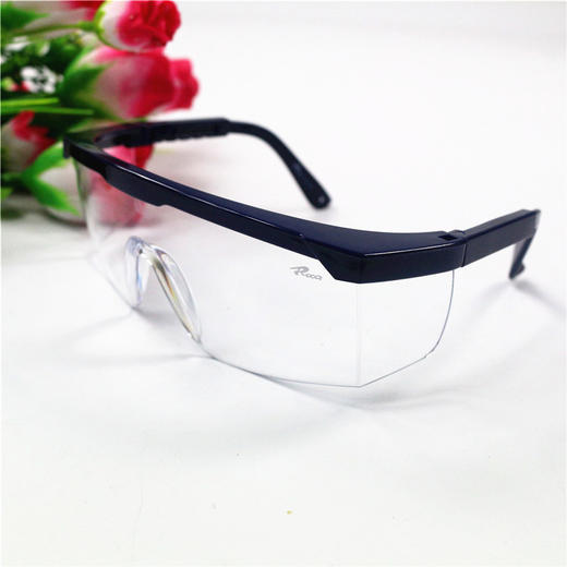 【防护眼镜】防风沙伸缩腿防护眼镜 防尘打磨劳保眼镜 防溅防冲击蓝白护目眼镜 商品图2