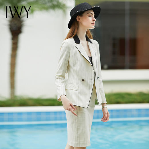 IWY/白色条纹西装套裙日常通勤职业休闲装CS616 商品图7