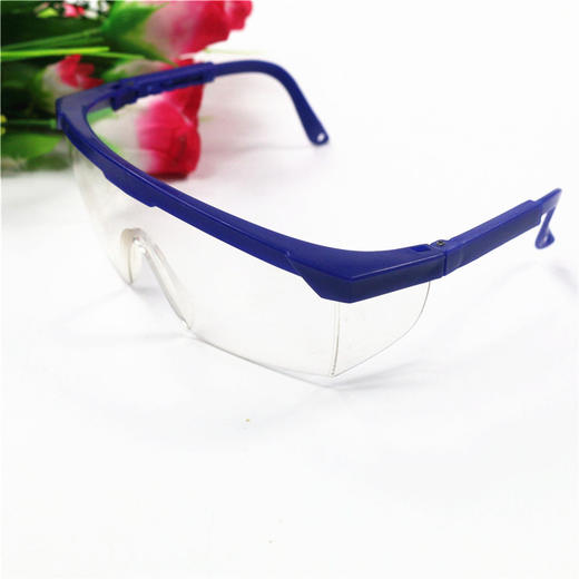 【防护眼镜】防风沙伸缩腿防护眼镜 防尘打磨劳保眼镜 防溅防冲击蓝白护目眼镜 商品图3