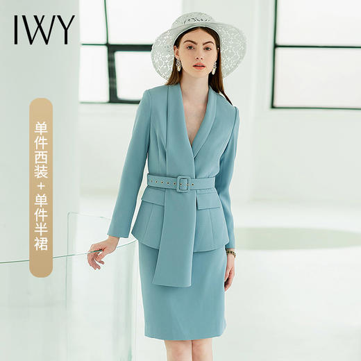 IWY/蓝色西装套裙清新自然优雅休息职业装CS643 商品图9
