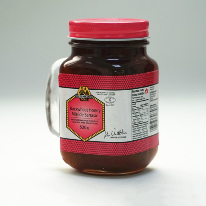 DUTCHMAN'S GOLD/达夫曼 荞麦花蜂蜜 630ML/瓶 达夫曼被誉为蜂蜜中的爱马仕,波美度:43-43.5,培养的采花蜜蜂适合单独采取各种花蜜,所培养的蜂种是在蜜蜂界的“苏富比”上进行拍卖